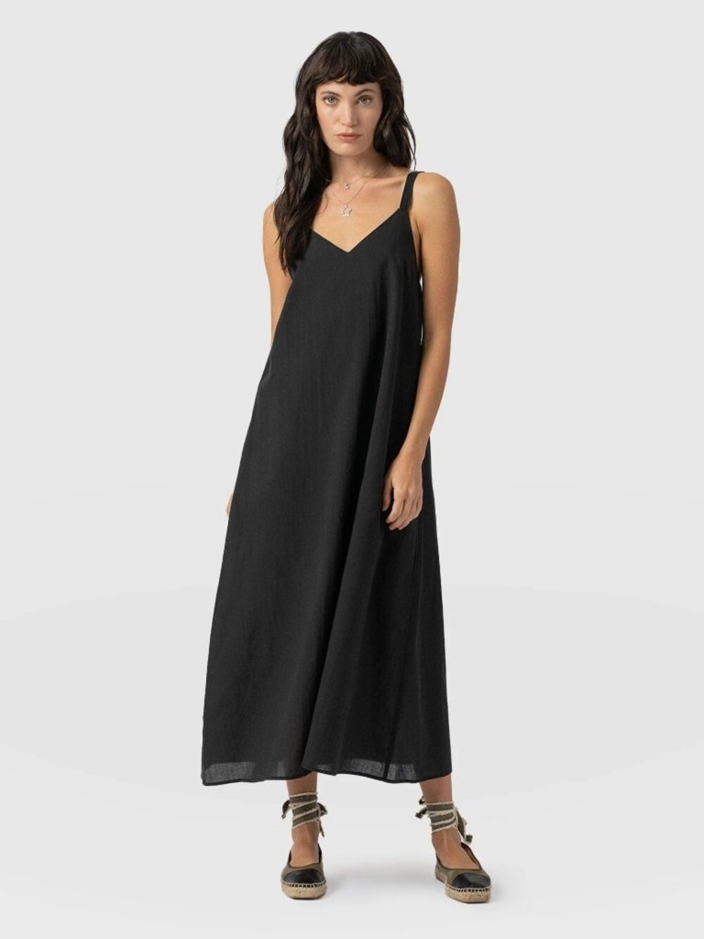 NWT Saint + Sofia Candice A Line Dress Lightweight Cotton Voile Black US 6